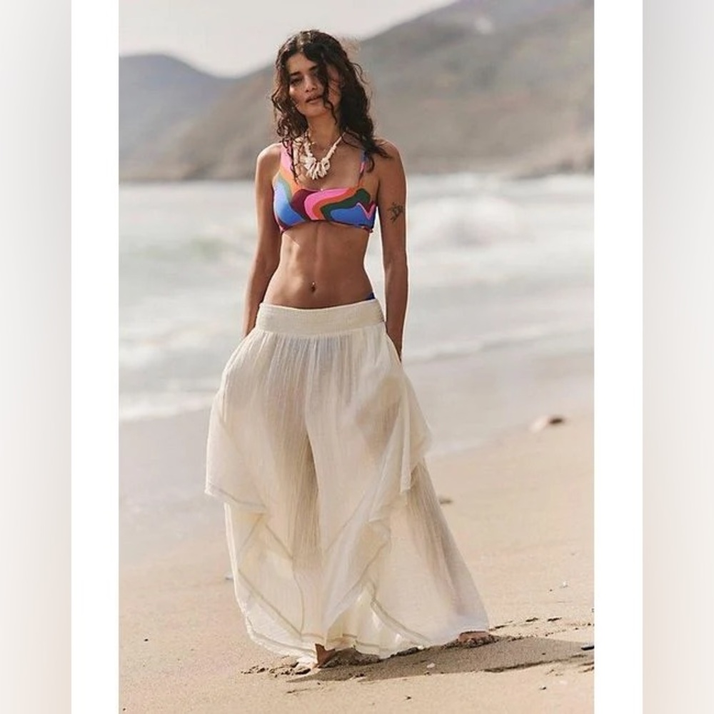 Free People Songs Of Summer Pants - Ivory - NWT - Size M - Picture 2 of 8